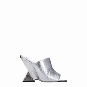 The Attico Gray Leather Platform Sandals Mia Sandals
