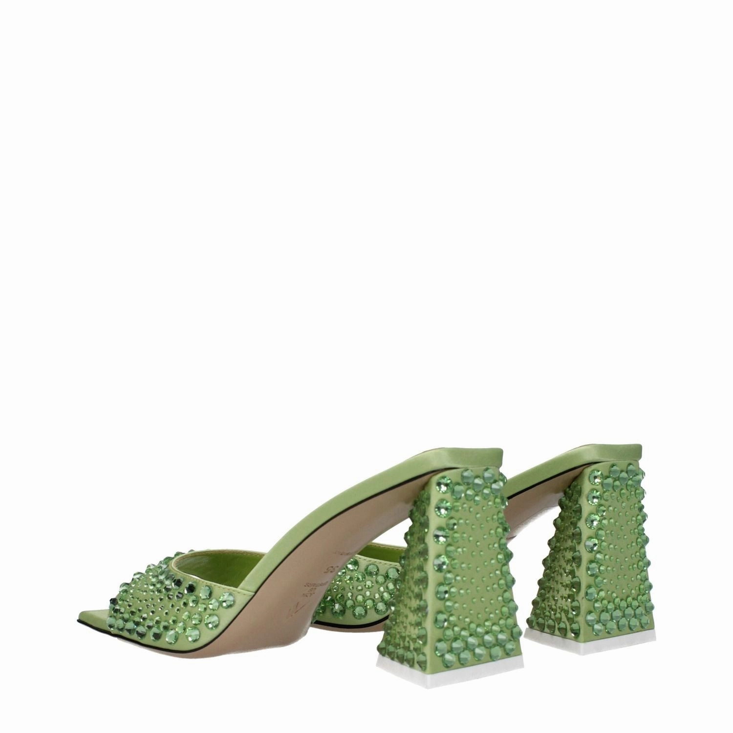 Sandals Cartoon The Attico Green Satin Stiletto Heel Sandals