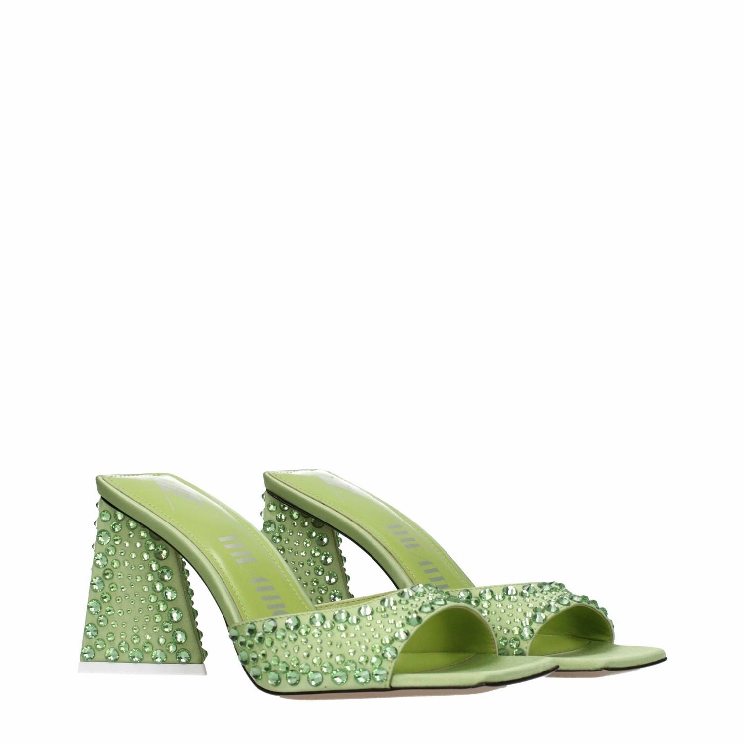 Sandals Shop The Attico Green Satin Stiletto Heel Sandals