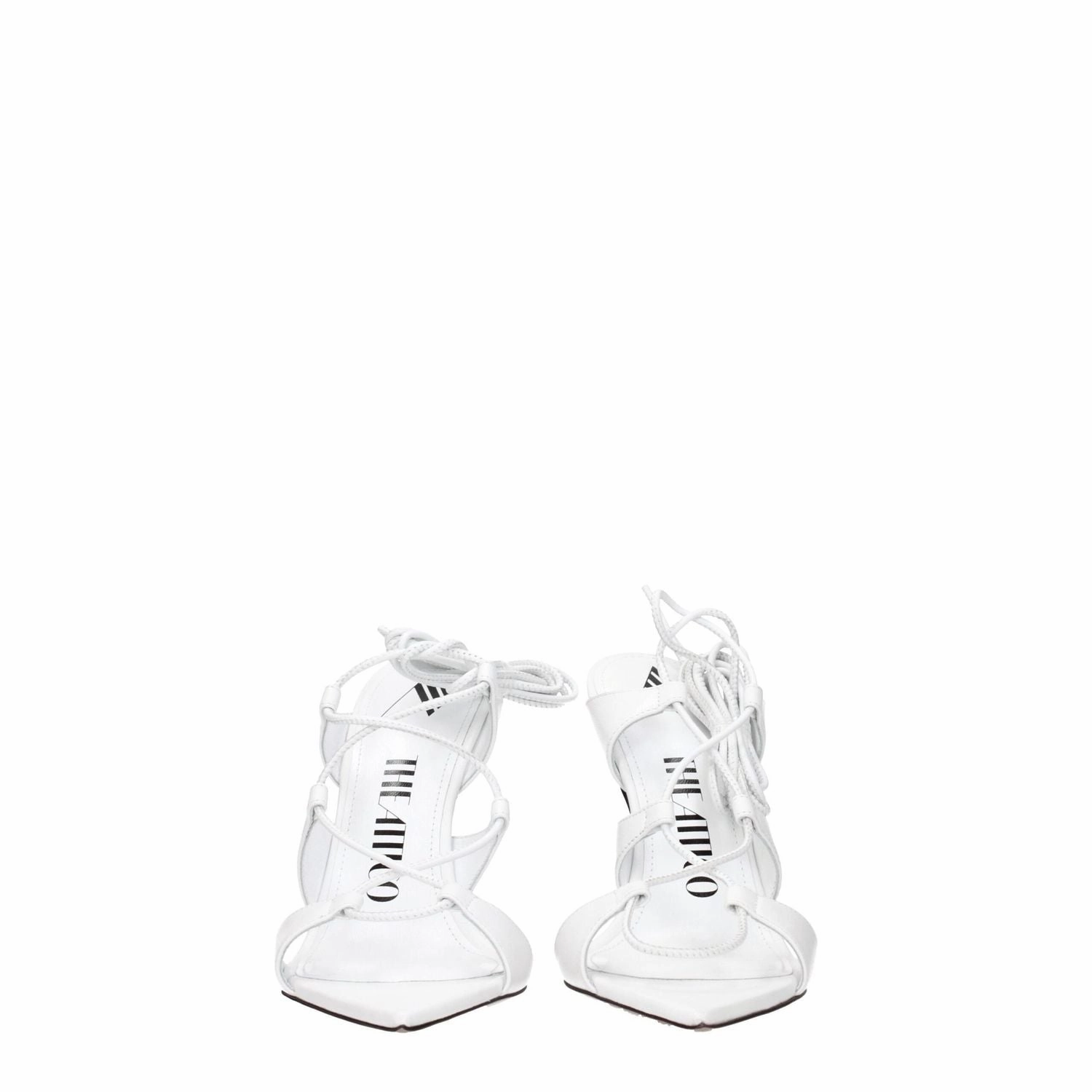 The Attico White Leather Stiletto Heel Sandals Evil Eye Sandals