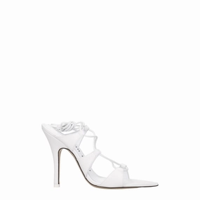 Salt Water Sandals The Attico White Leather Stiletto Heel Sandals