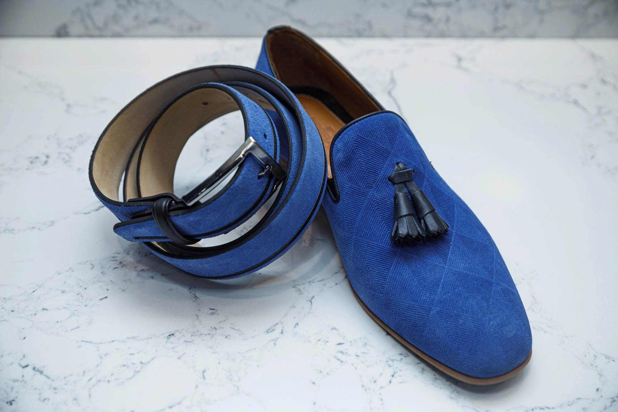 The Diamant Suede Loafers - Royal Blue Custom Leather Loafers