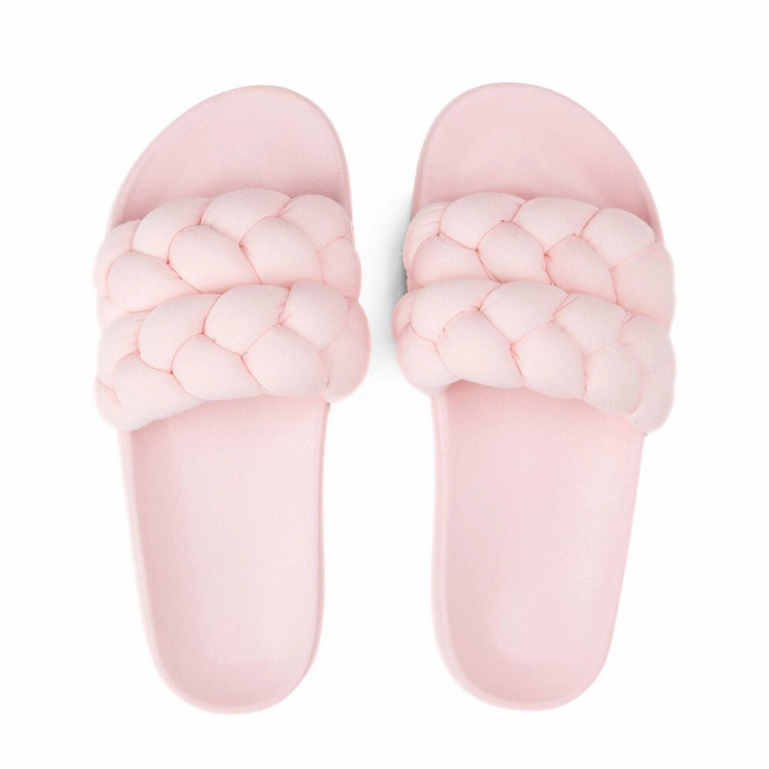 Tommy Hilfiger Braided Strap Slides EN0EN02764-PNK Italian Leather Sandals