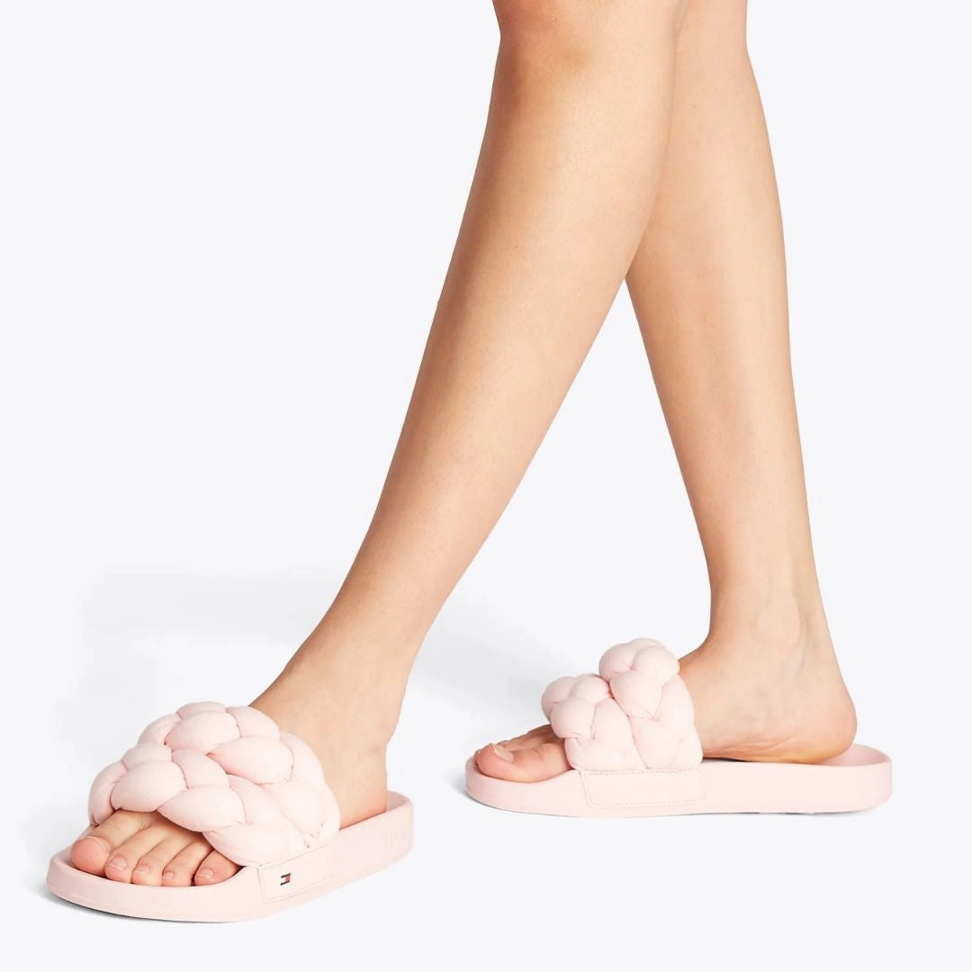 Braided Sandals Heels Tommy Hilfiger Braided Strap Slides EN0EN02764-PNK