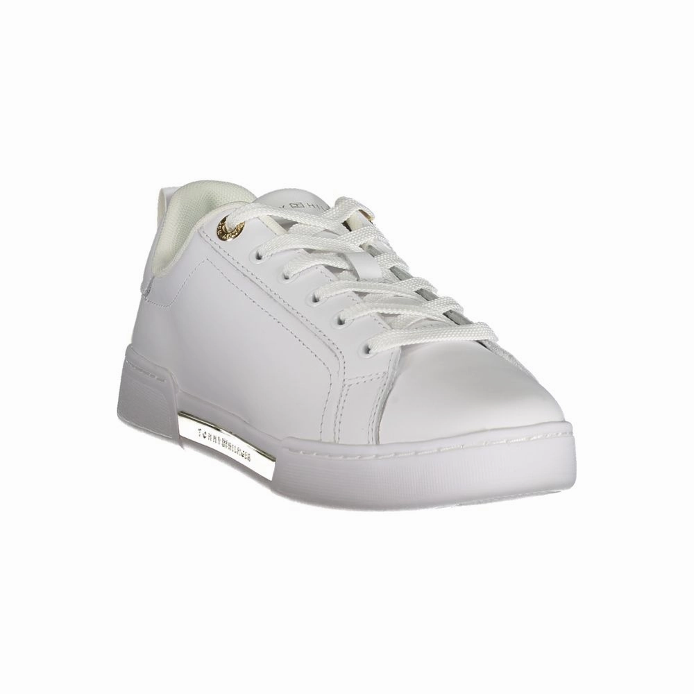 Silver Sneakers Classic Tommy Hilfiger Chic White Lace-Up Sneakers with Contrast Detail