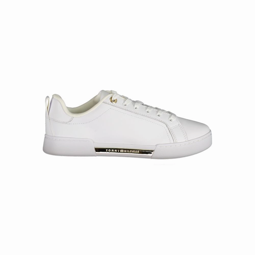 Tommy Hilfiger Chic White Lace-Up Sneakers with Contrast Detail Woman Sneakers