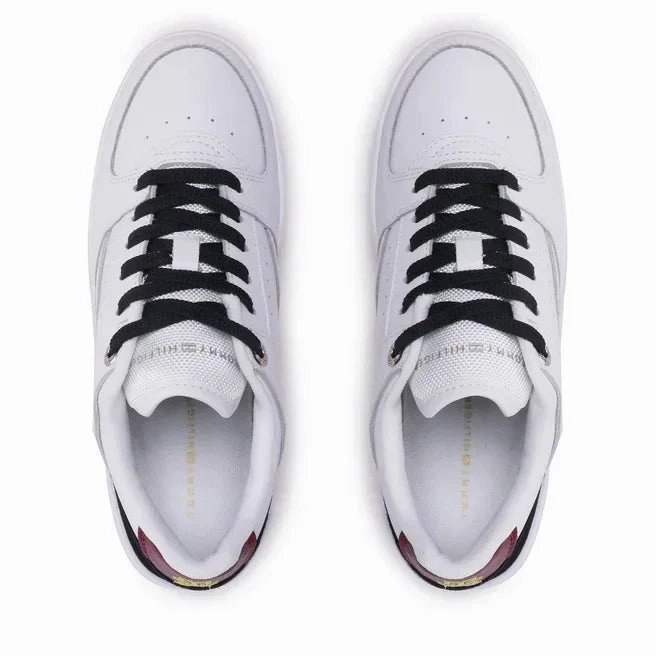 Sneakers To Boots Tommy Hilfiger Leather Basket Sneaker Women FW0FW06951-WHT