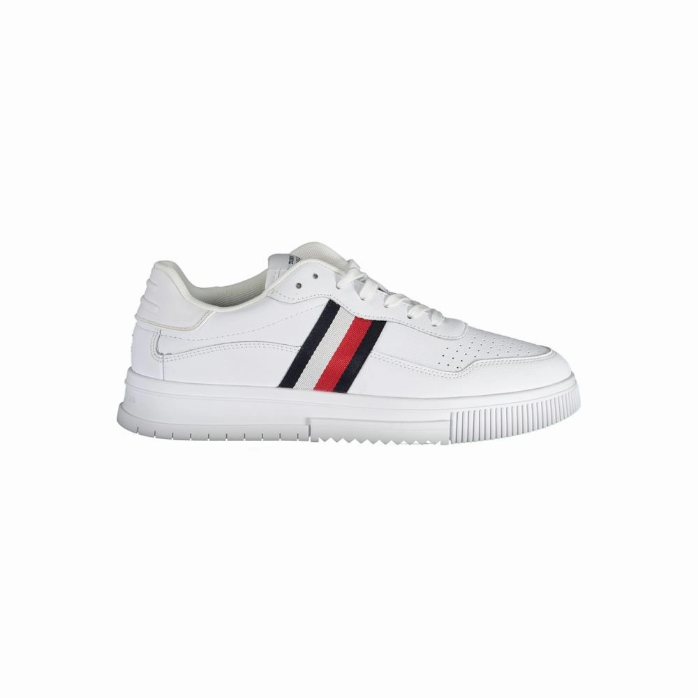 Tommy Hilfiger White Leather Men Sneaker Bootcut Jeans Sneakers