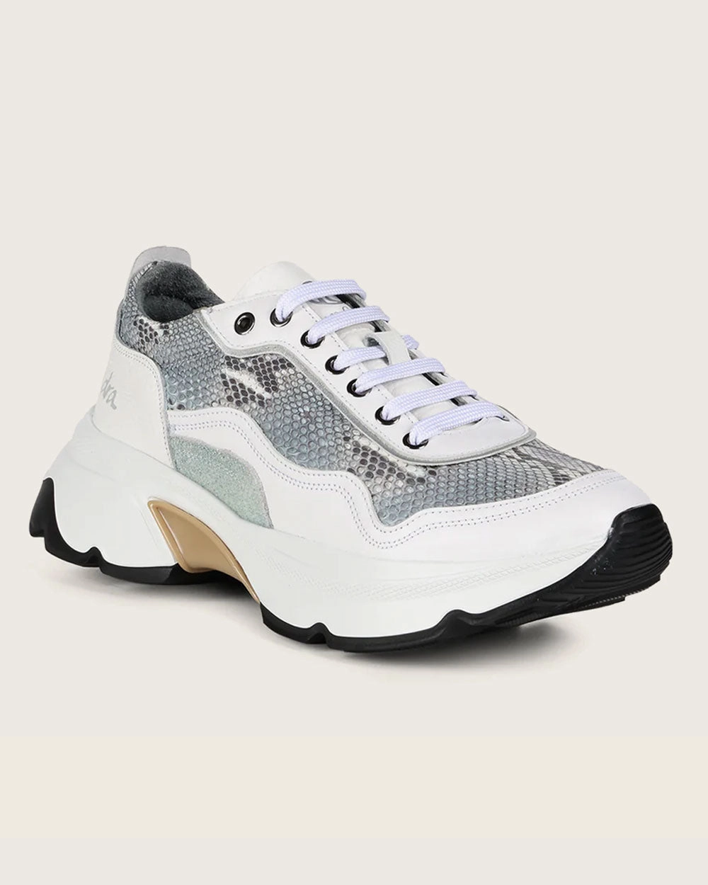 Skechers Platform Sneakers White Luxury Sneakers in Genuine Python Leather