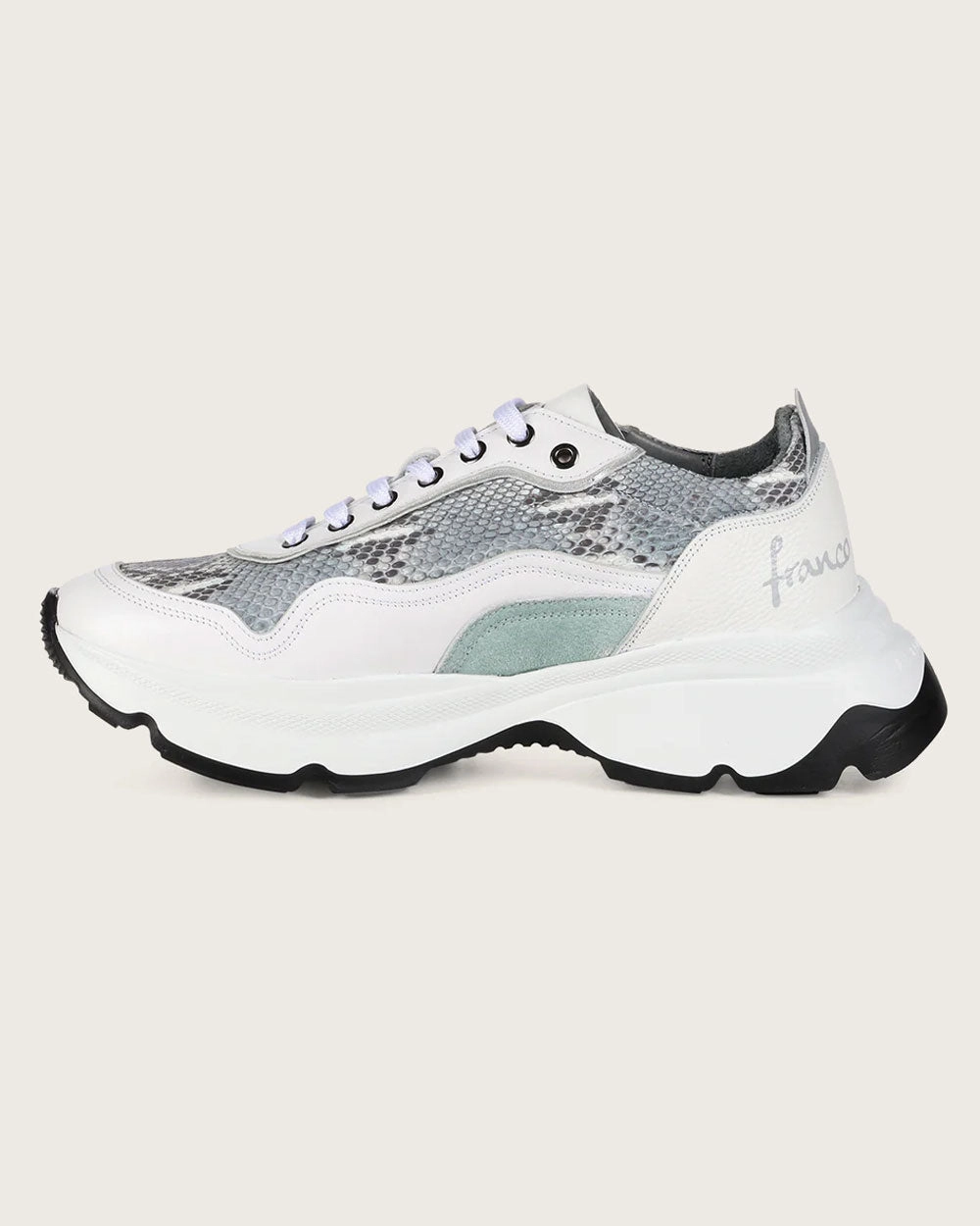 White Luxury Sneakers in Genuine Python Leather Sneakers Online Website