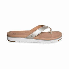 Flip Flops London UGG Lorrie Metallic Silver Flip Flops - Women's