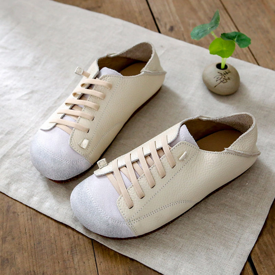 Casual Derby Shoes Reddit Women Leather Lace-Up Handmade Paneled Retro Shoes