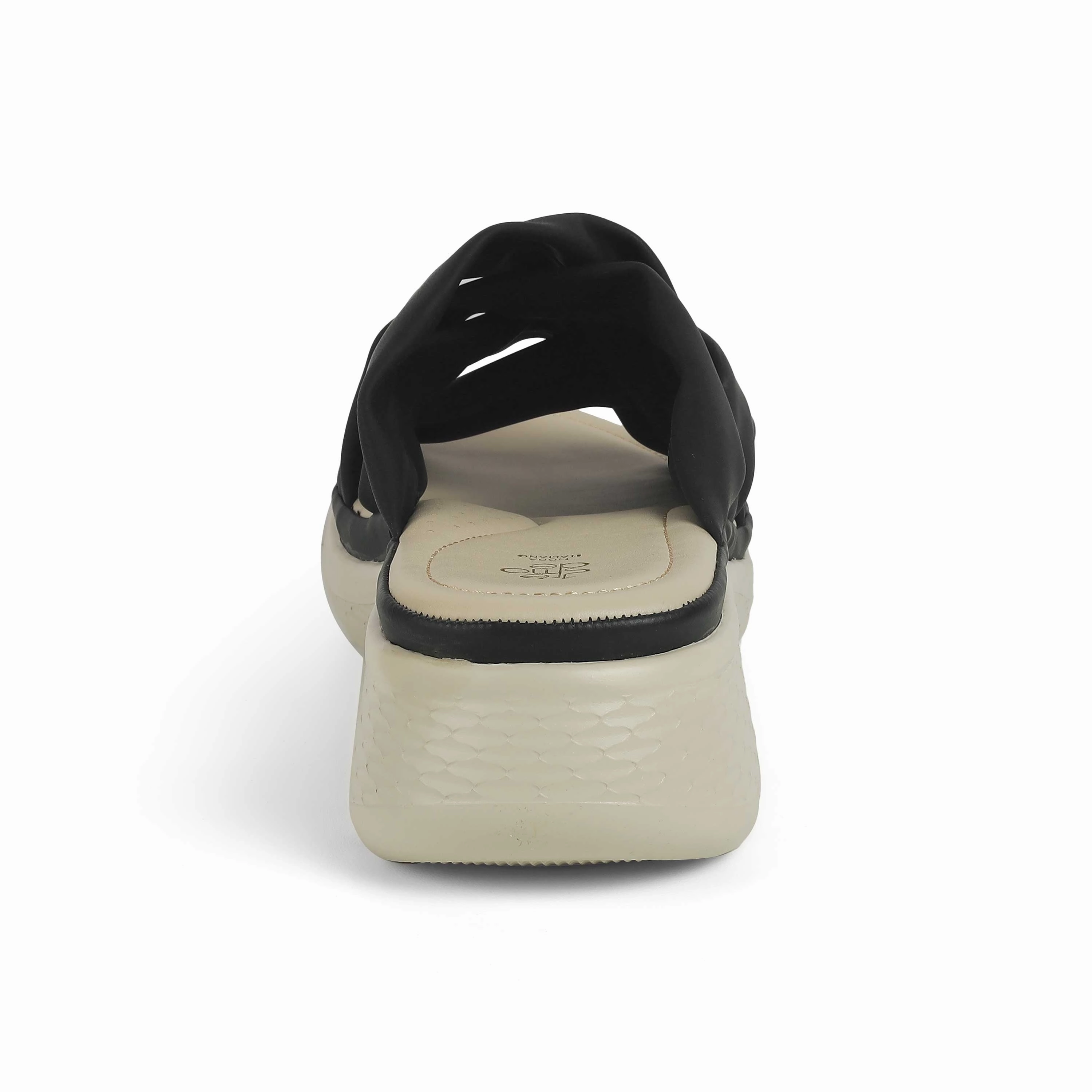 Tresmode Yol Black Women's Casual Wedge Sandals Casual Shoes Pakistan