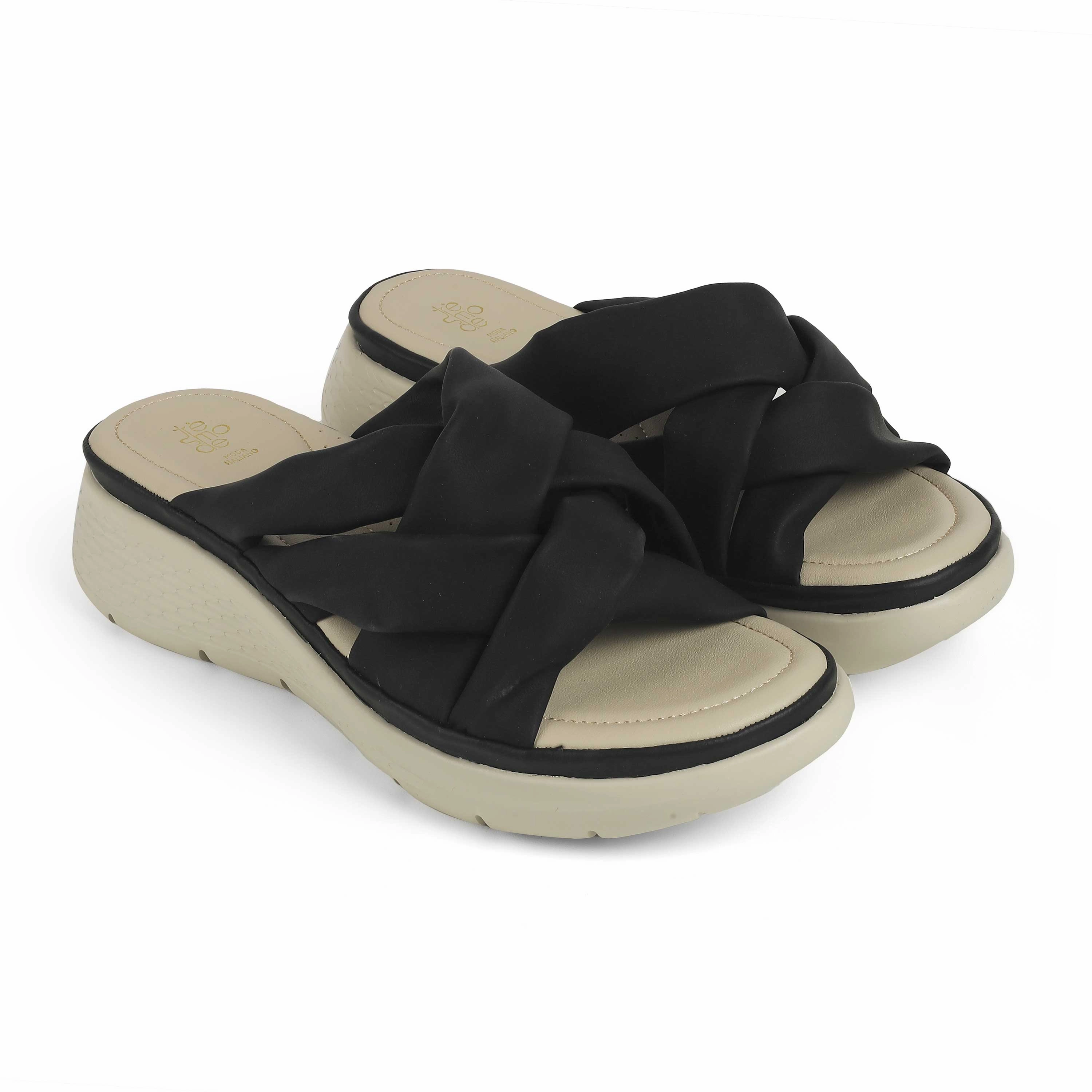 Best Comfy Casual Shoes Tresmode Yol Black Women's Casual Wedge Sandals