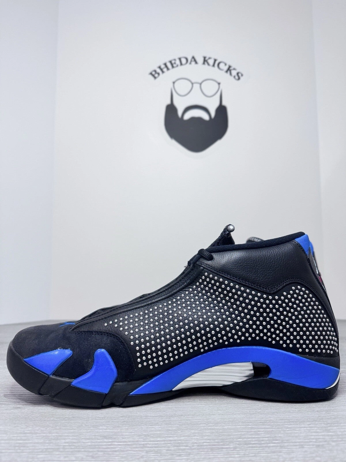 Size 15 - Nike Air Jordan 14 XIV Supreme Black Blue Chrome BV7630-004 Rare Asics Dan Gable Ultimate 4 Wrestling Shoes