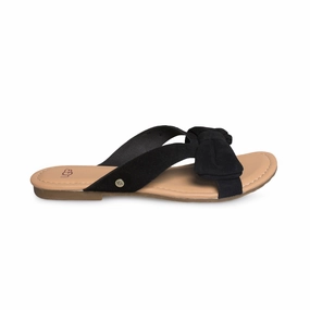 UGG Fonda Black Flip Flops - Women's Custom Leather Flip Flops
