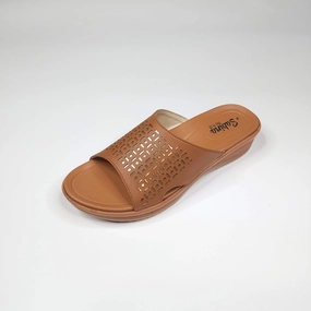 Suede Slippers Mustard Slippers in Short Wedge