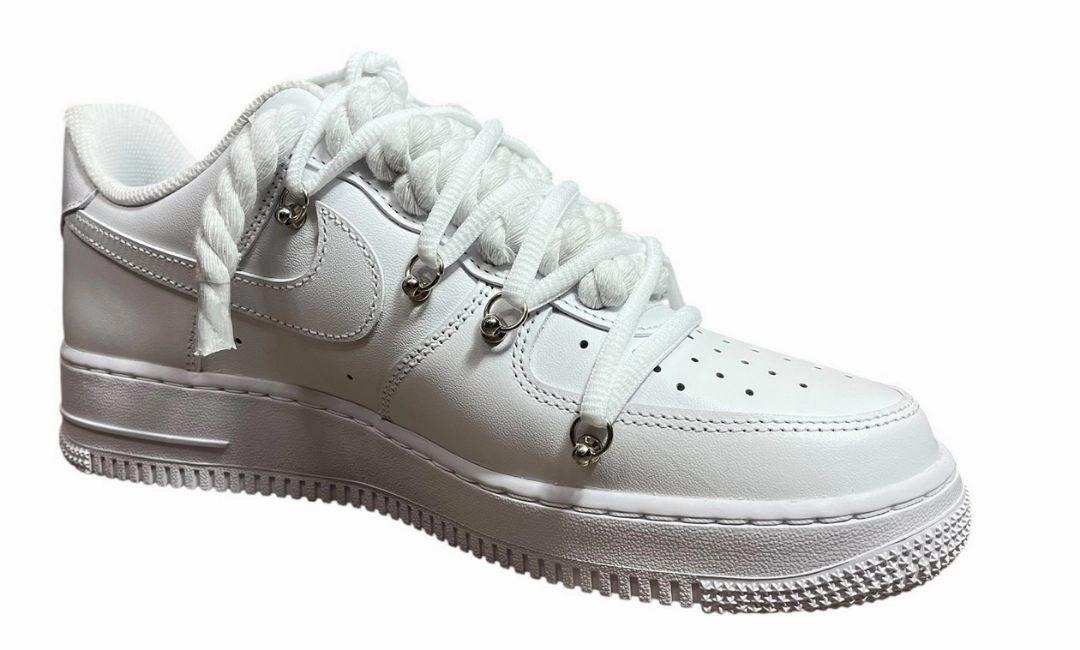 Customize Your Own Asics Shoes Nike Air Force 1 White Double Rope Laces White/White