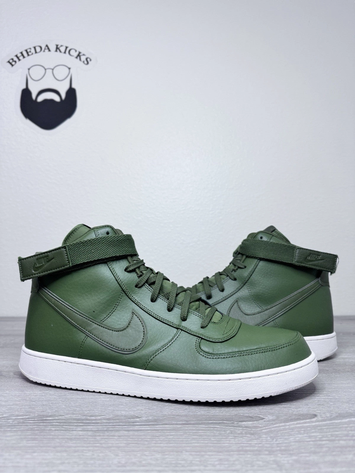 Size 15 - Nike Vandal Supreme Leather High Legion Green AH8518-300 Preowned Asics Shoes Tracking