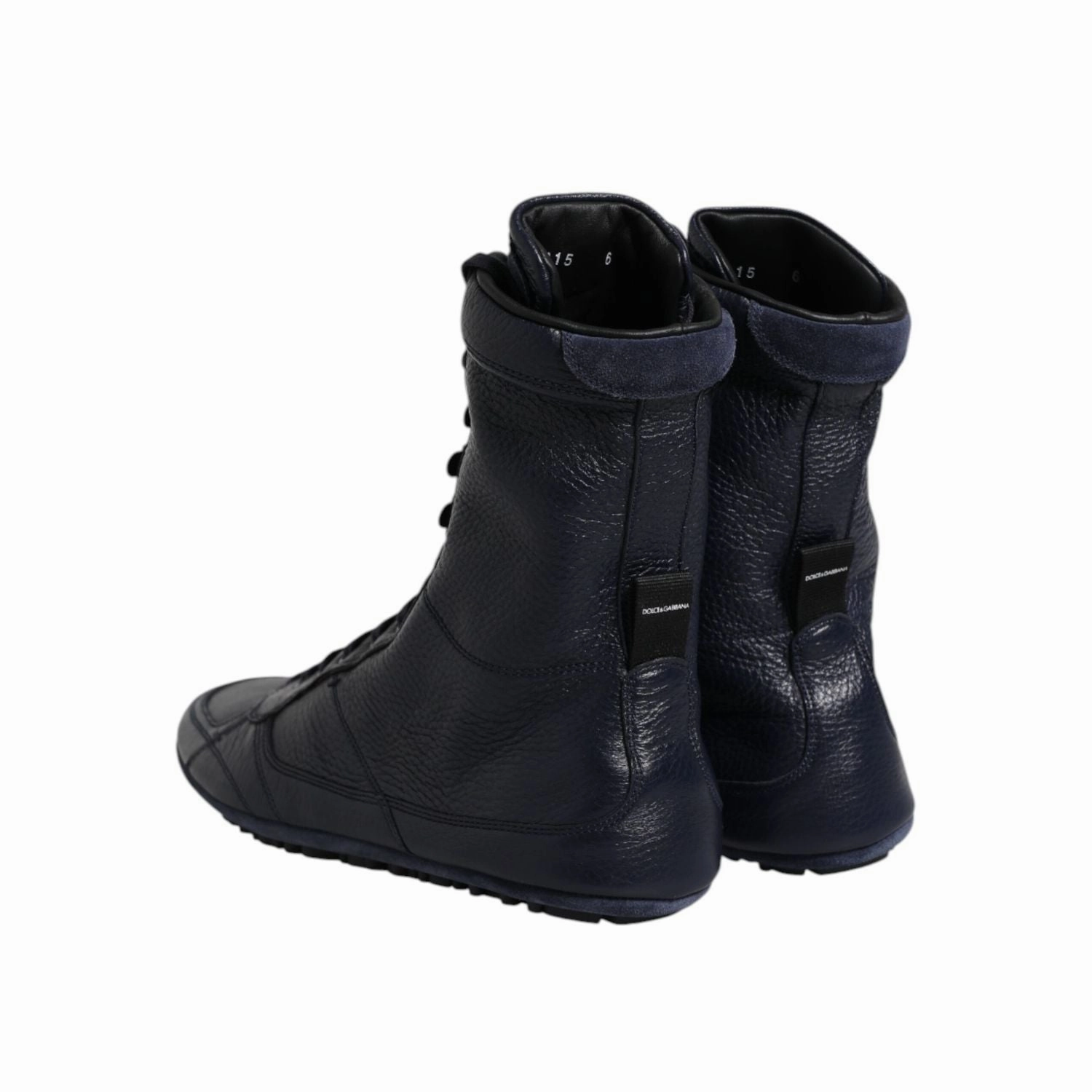 Dolce & Gabbana Dark Blue Leather KING High Top Sneakers Shoes Espadrille Sneakers