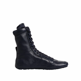 Dolce & Gabbana Dark Blue Leather KING High Top Sneakers Shoes Simple Sneakers