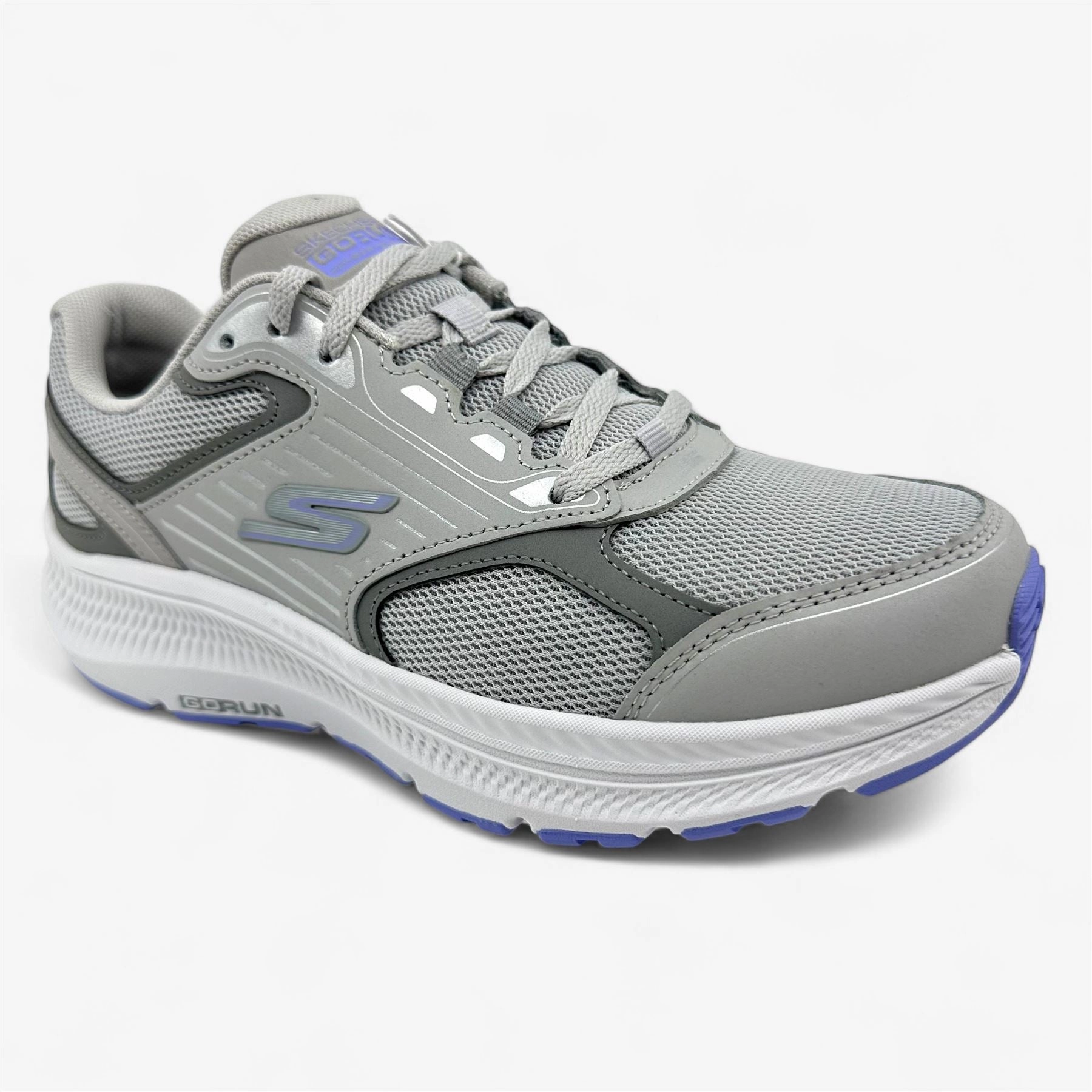Skechers Go Run Consistent 2.0 Advantage Gray Lavender Womens Athletic Sneaker Best Cushioned Trail Running Shoes