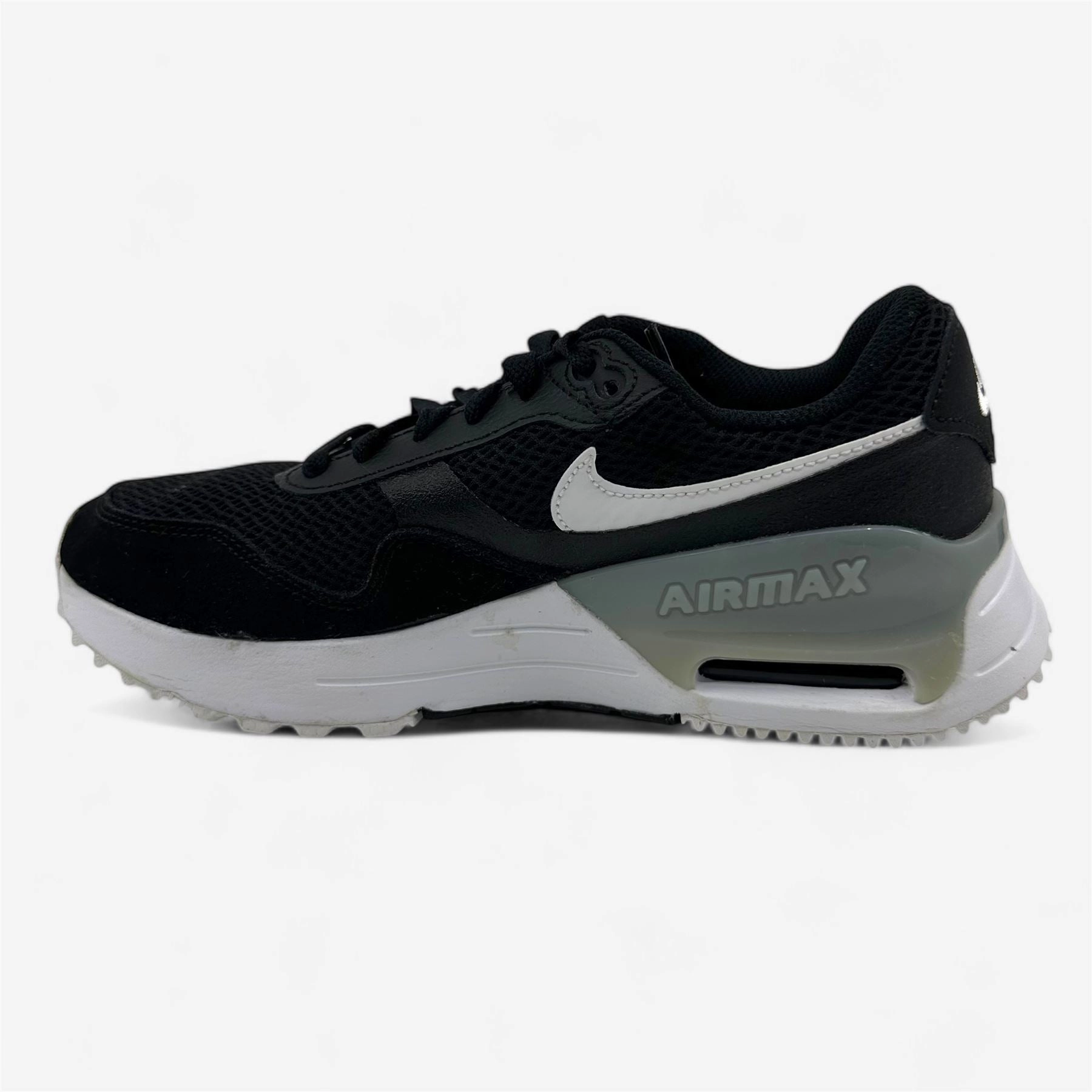 Nike Air Max System Black White Wolf Grey Mens Size 7.5 Athletic Sneaker Budget Running Shoes