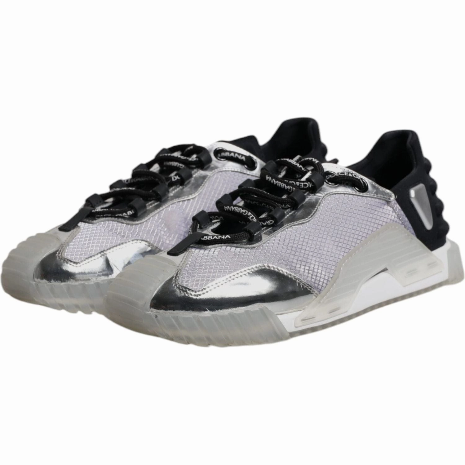 Dolce & Gabbana Silver Black Nylon NS1 Low Top Sneakers Shoes Balenciaga Paris Sneakers