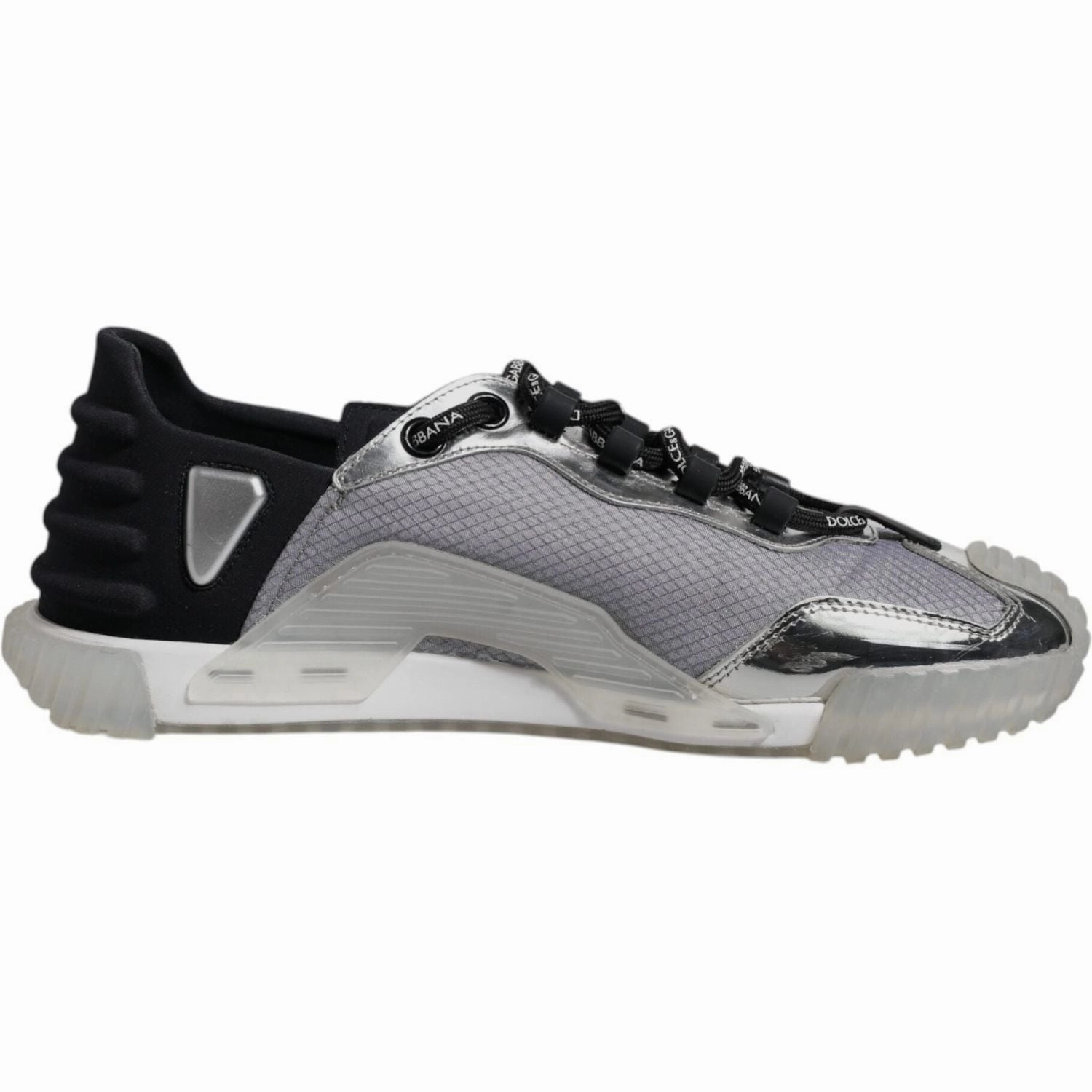 Dolce & Gabbana Silver Black Nylon NS1 Low Top Sneakers Shoes Head Tennis Sneakers