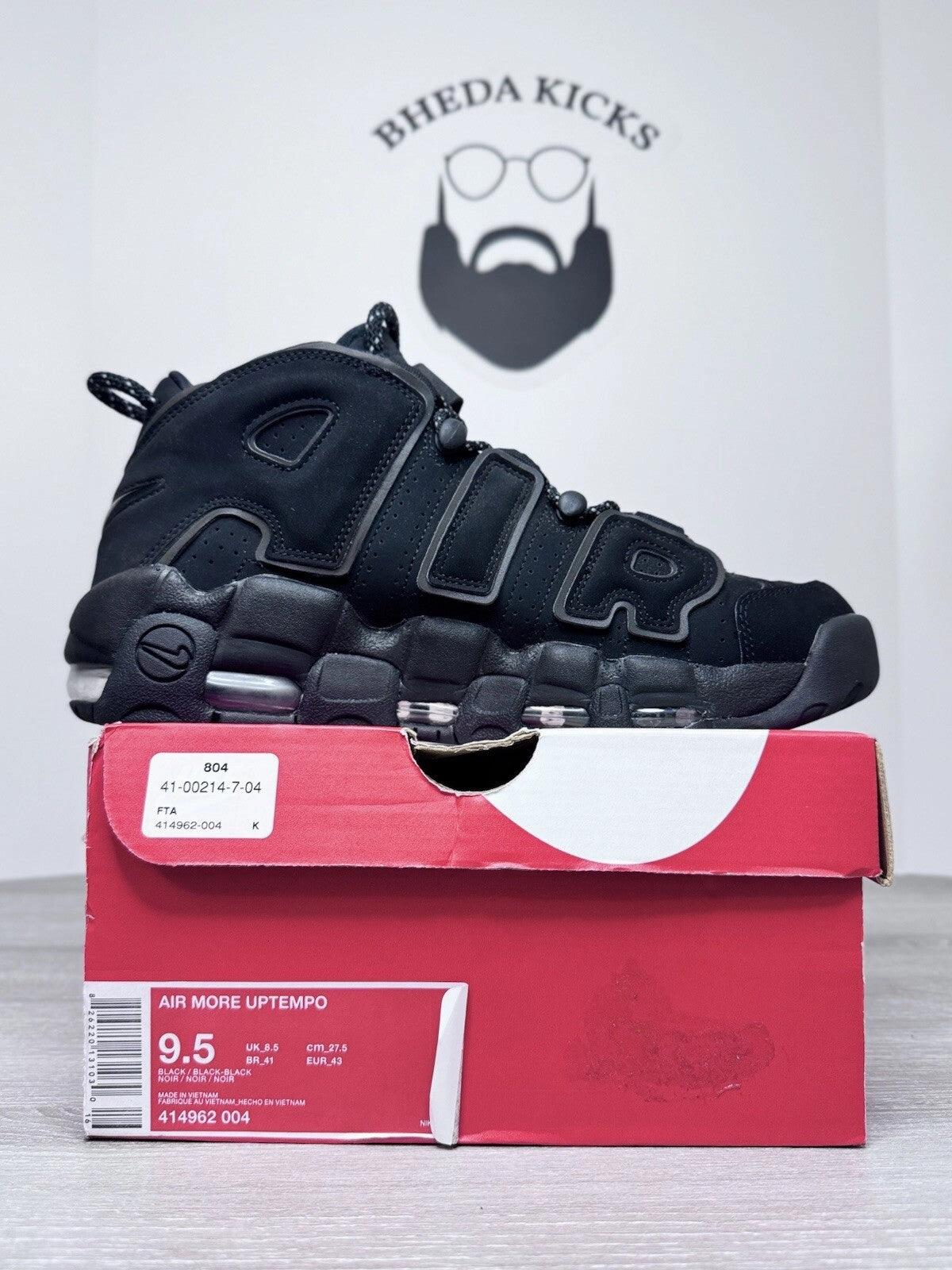 Size 9.5 - Nike Air More Uptempo Reflective Black Men's Shoes 414962-004 Asics Shoes Best For Running