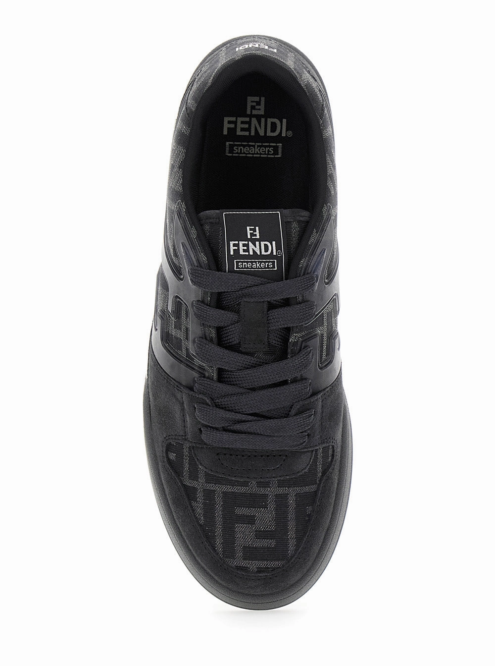 Fendi Men 'Match' Grey Sneakers With Logo Patch On The Tongue And All-Over Ff Motif In Leather Man Cheap Flat Shoes