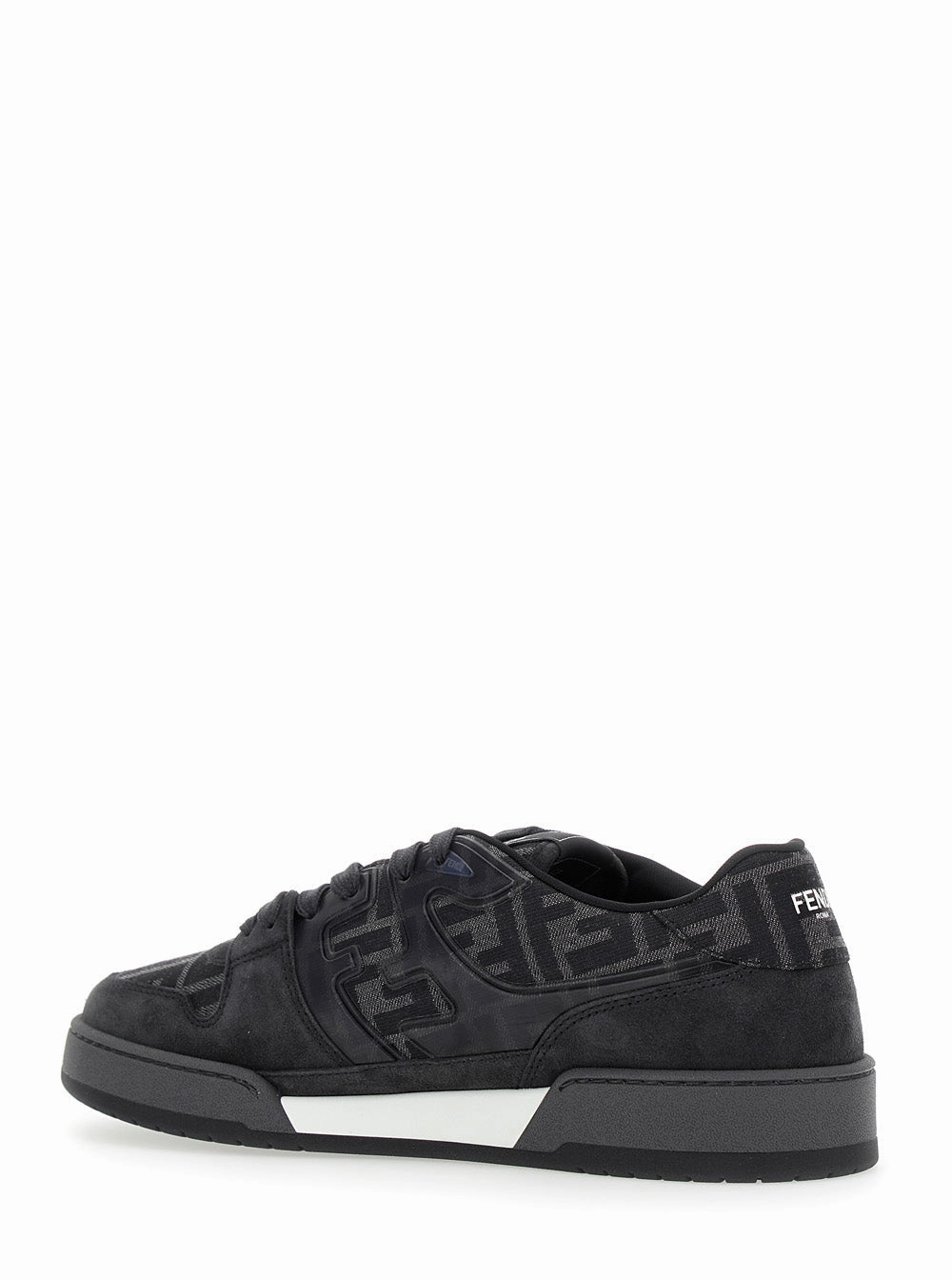 Flat Shoes For Weight Lifting Fendi Men 'Match' Grey Sneakers With Logo Patch On The Tongue And All-Over Ff Motif In Leather Man