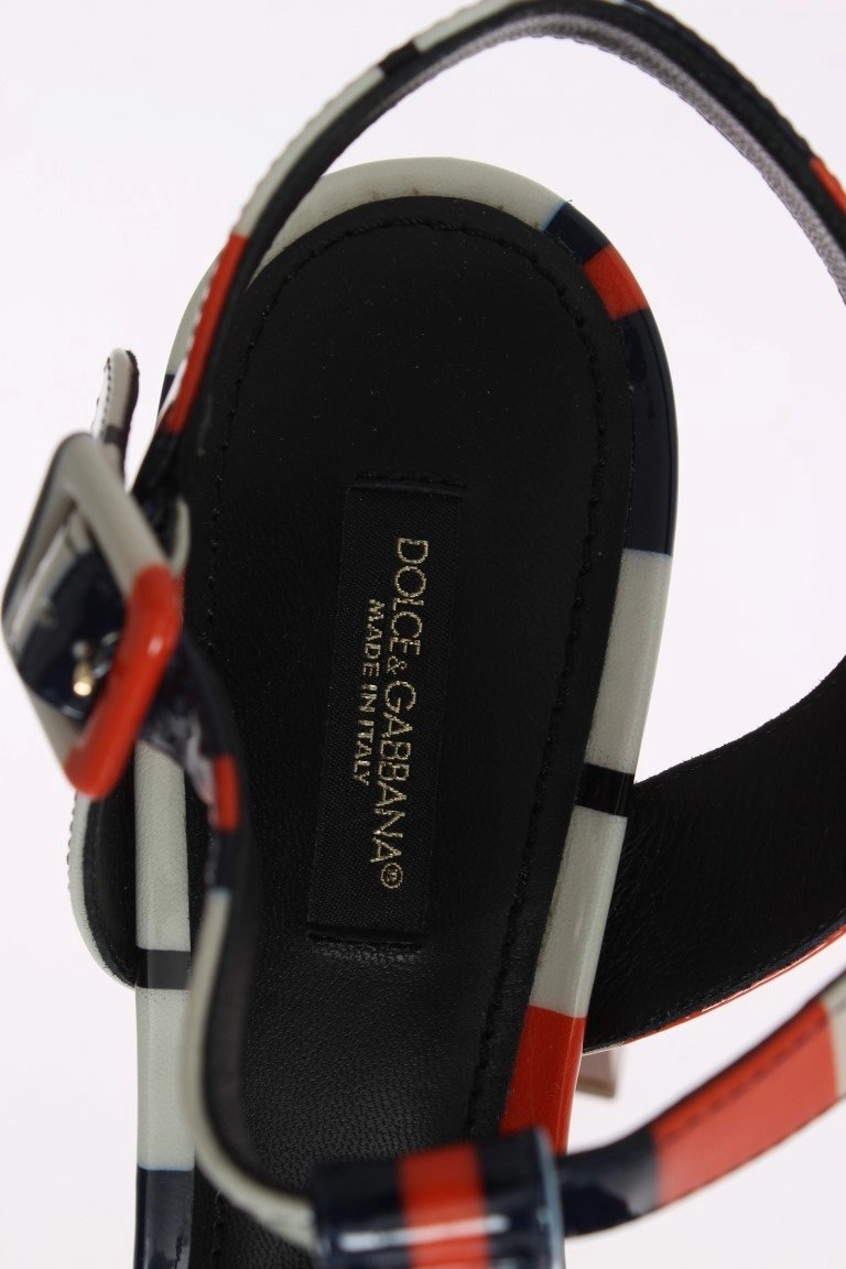 Multicolor Leather Ankle Strap Sandals Light Blue Sandals