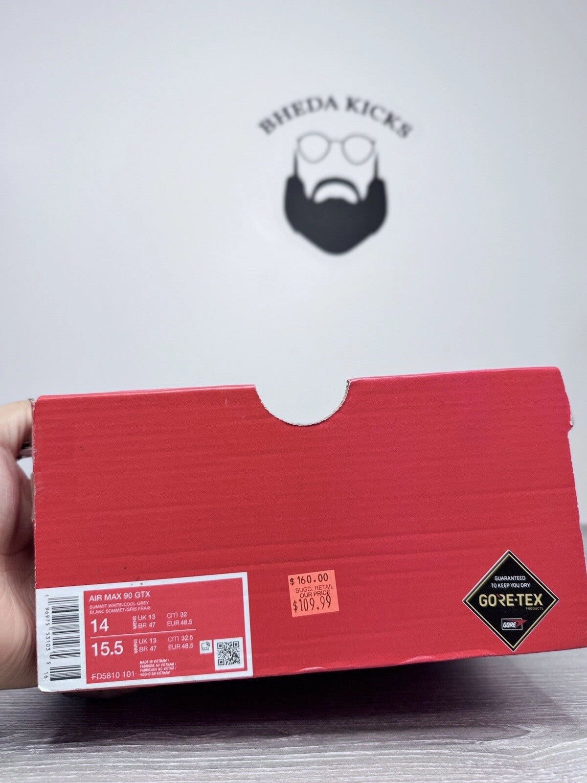 Size 14 - Nike Air Max 90 GoreTex Infrared Mens FD5810-101 Preowned Asics 33 Fa Running Shoe