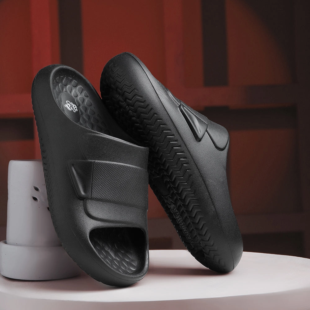 A-HA Black Casual Slides For Men DREAMWALKM By Liberty Large Slippers