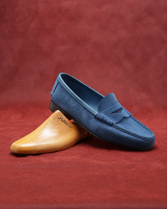 Fashion Loafers Moccasin Simple Sole Suede Blue