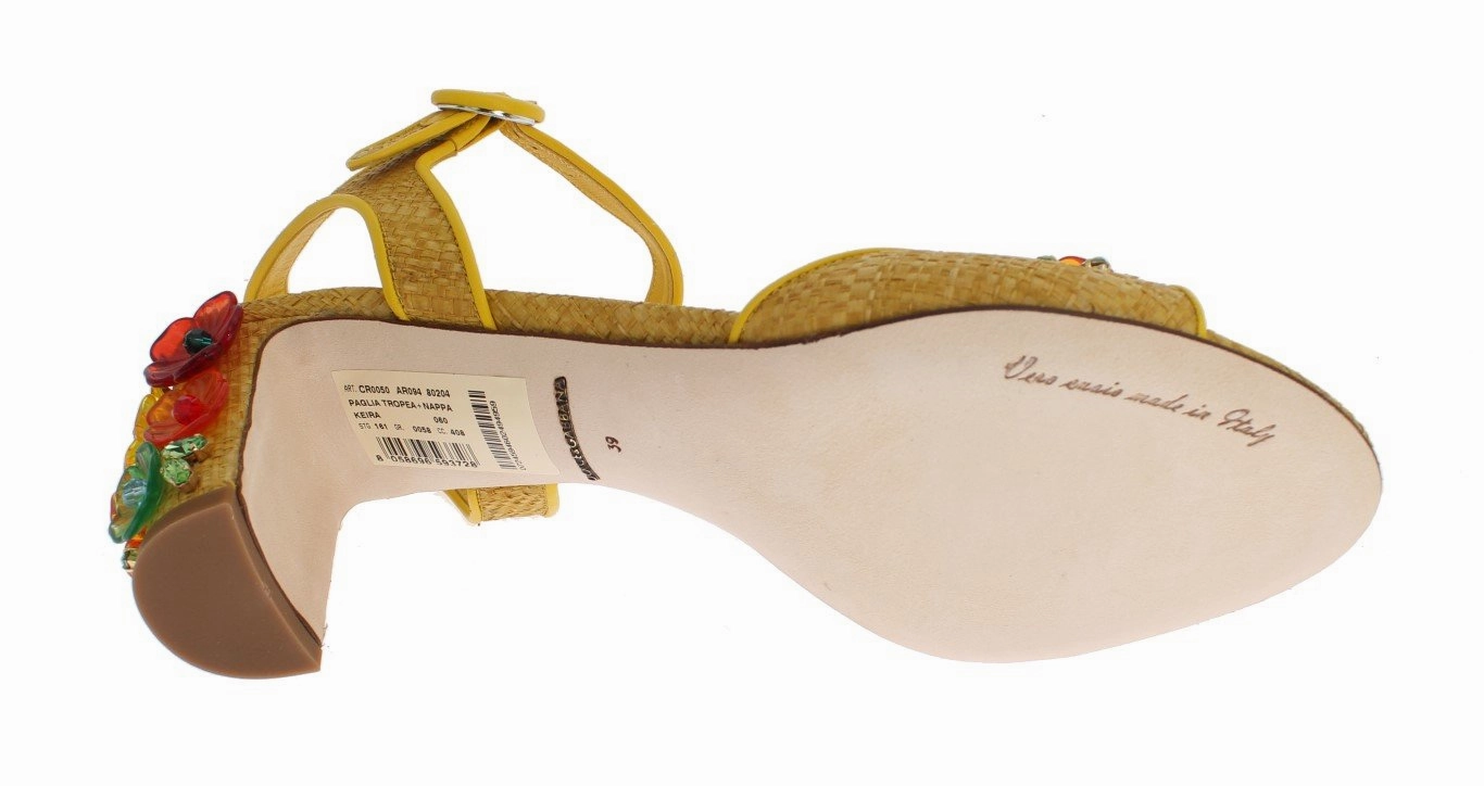 Yellow Paglia Floral Crystal Sandal Shoes Clear High Heel Sandals