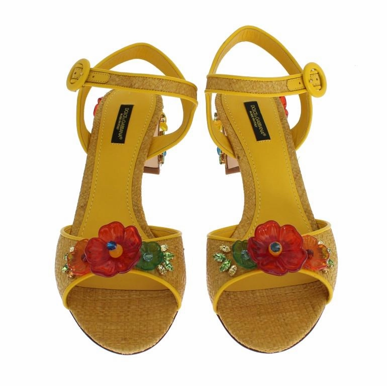 Yellow Paglia Floral Crystal Sandal Shoes Sandals Resprts