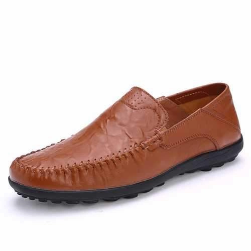 US Size 6.5-11.5 Men Leather Flat Casual Soft Outdoor Breathable Flats Loafers Shoes Peep Toe Flat Wedding Shoes