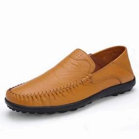US Size 6.5-11.5 Men Leather Flat Casual Soft Outdoor Breathable Flats Loafers Shoes Youth Mtb Flat Shoes