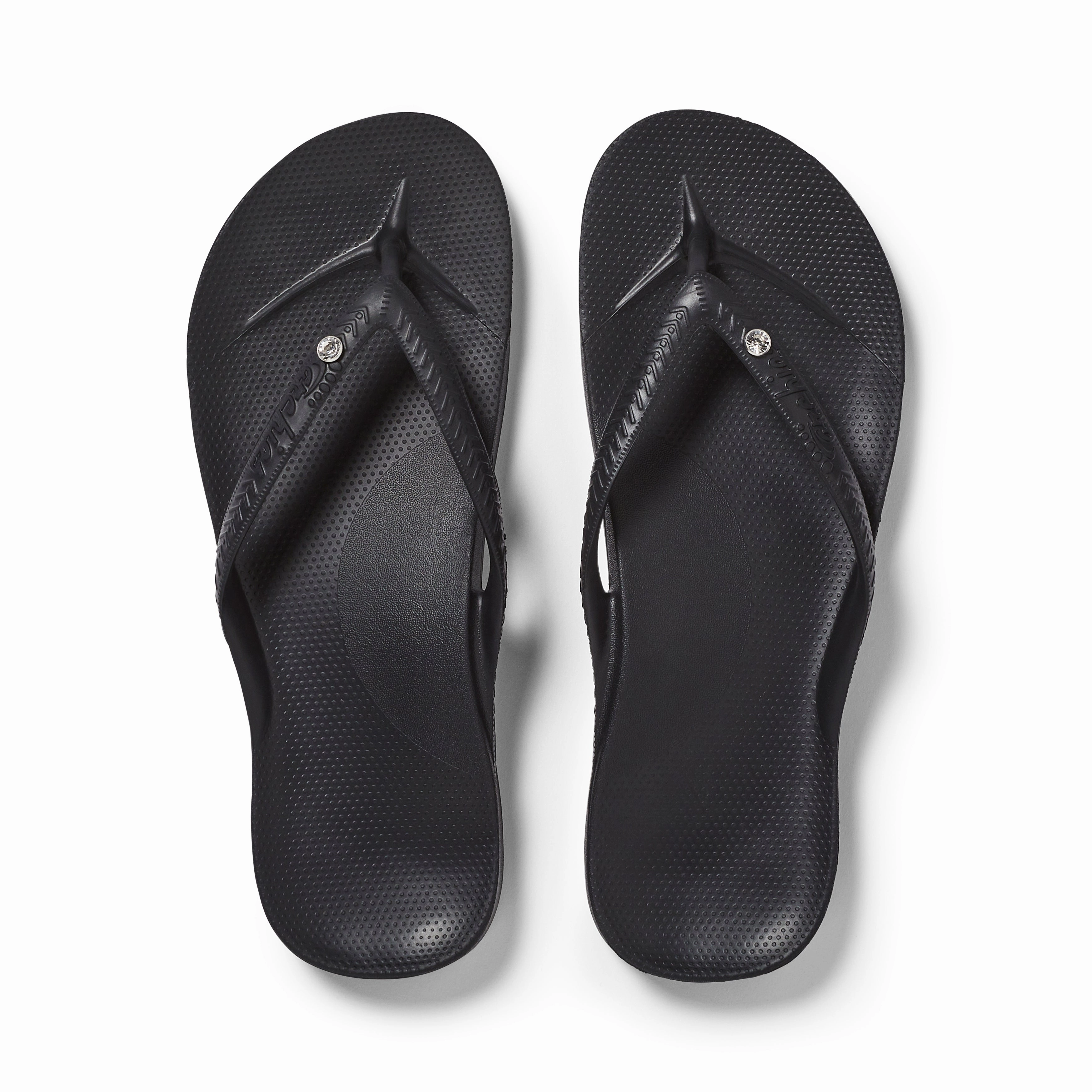 Gandys Flip Flops Uk ARCH SUPPORT THONGS CRYSTAL - Crystal Black