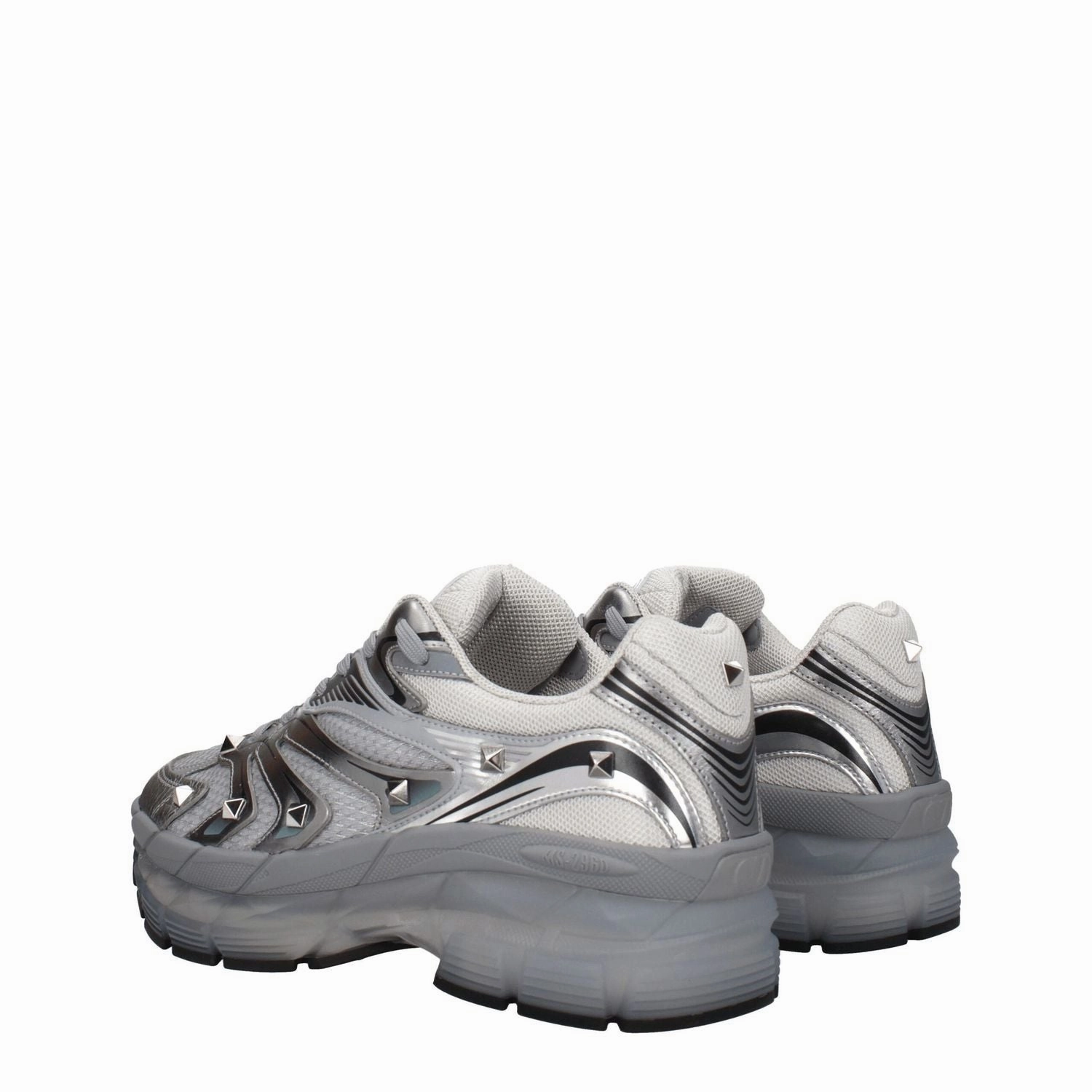 Valentino Garavani Gray Fabric Athletic Sneakers Casual High Shoes