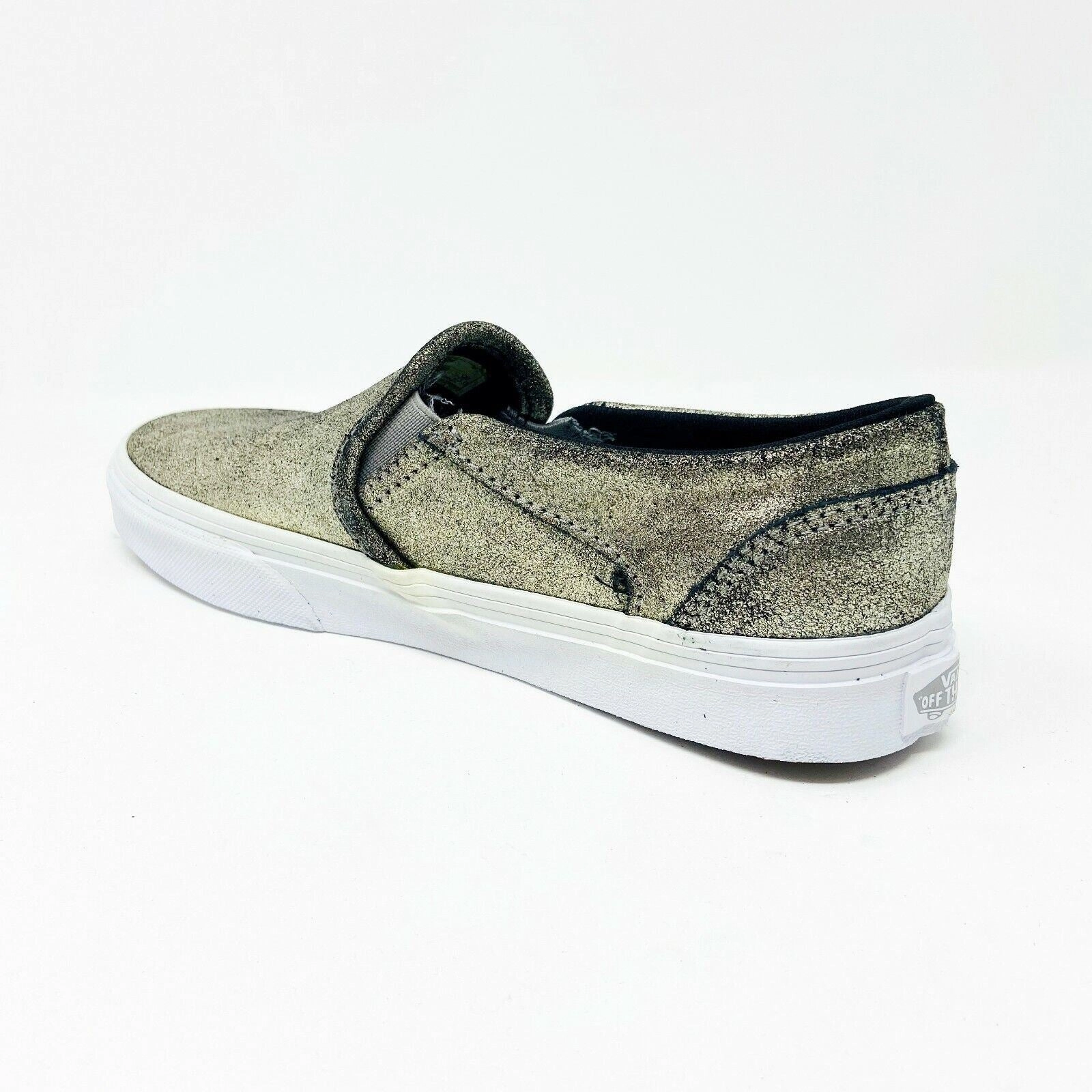 Casual Shoes That Are Not Sneakers Vans Asher (Metallic) Gold White Womens Classic Slip On Casual Shoes