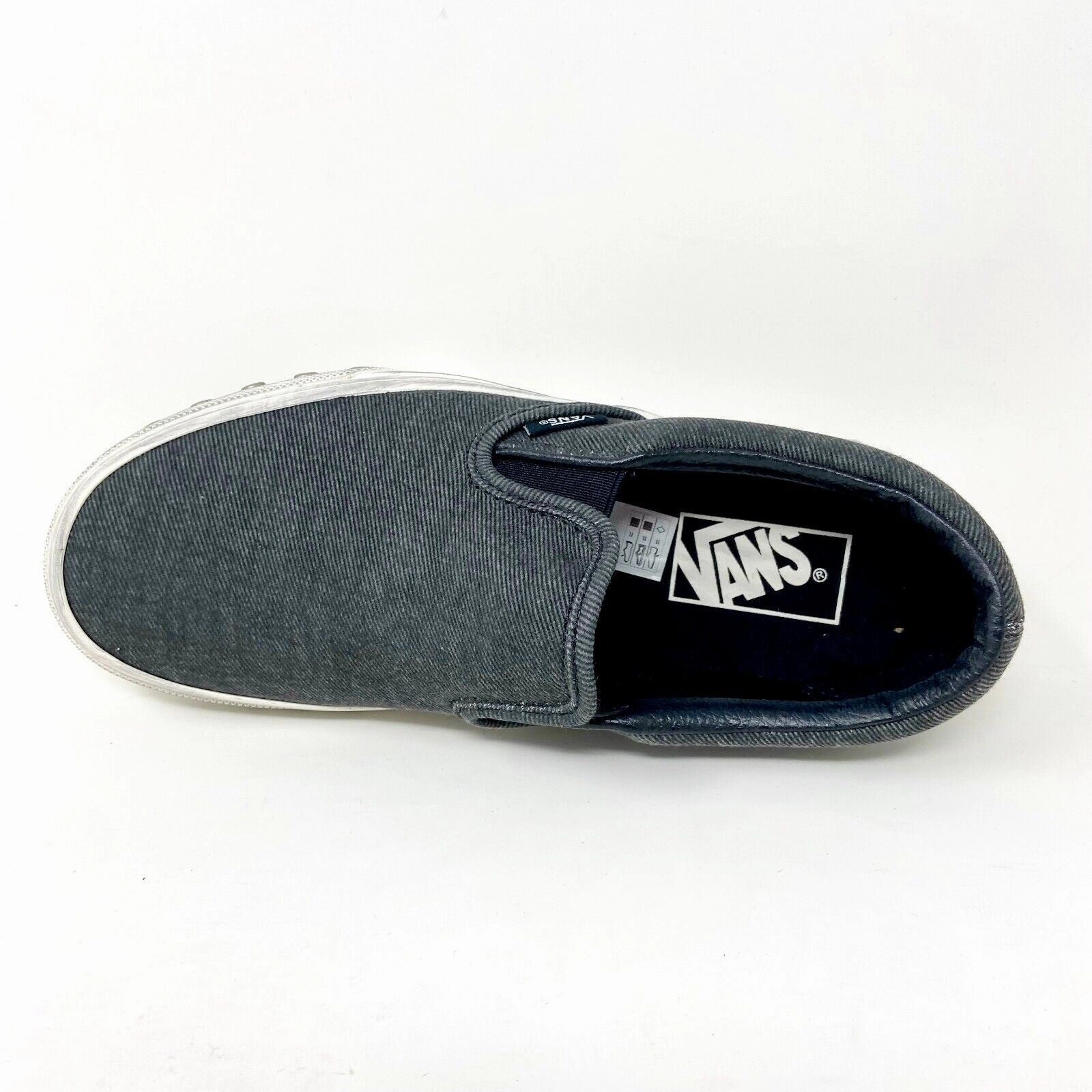Casual Shoes Brand Names Vans Classic Slip On Overwashed Graphite Gray White Womens Casual Shoes