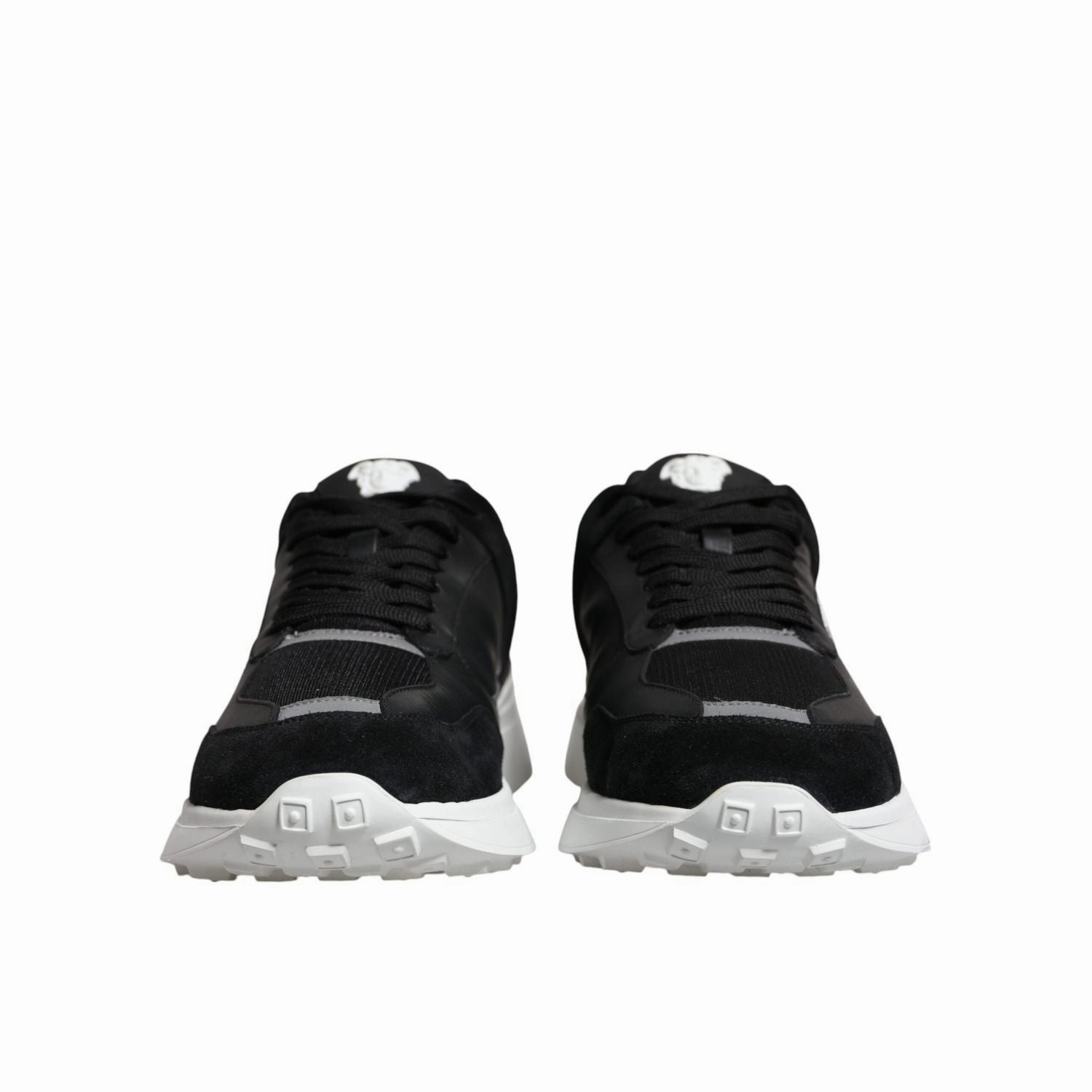 Slip On Leather Sneakers Versace Black Canvas Quad Fabric Medusa Low Top Sneaker Shoes