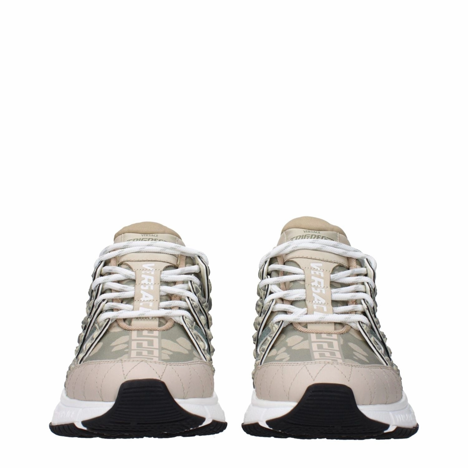 Versace Green Fabric Low Top Sneakers Business Casual Shoes Near Me