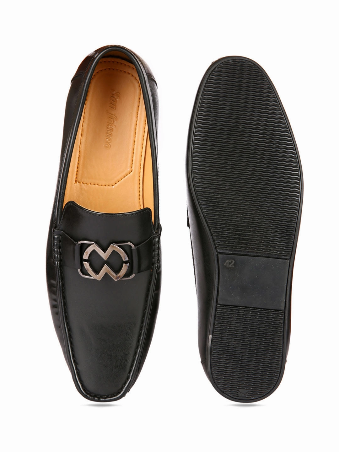 Bracket Buckled Black Loafers Loafers With Tuxedo