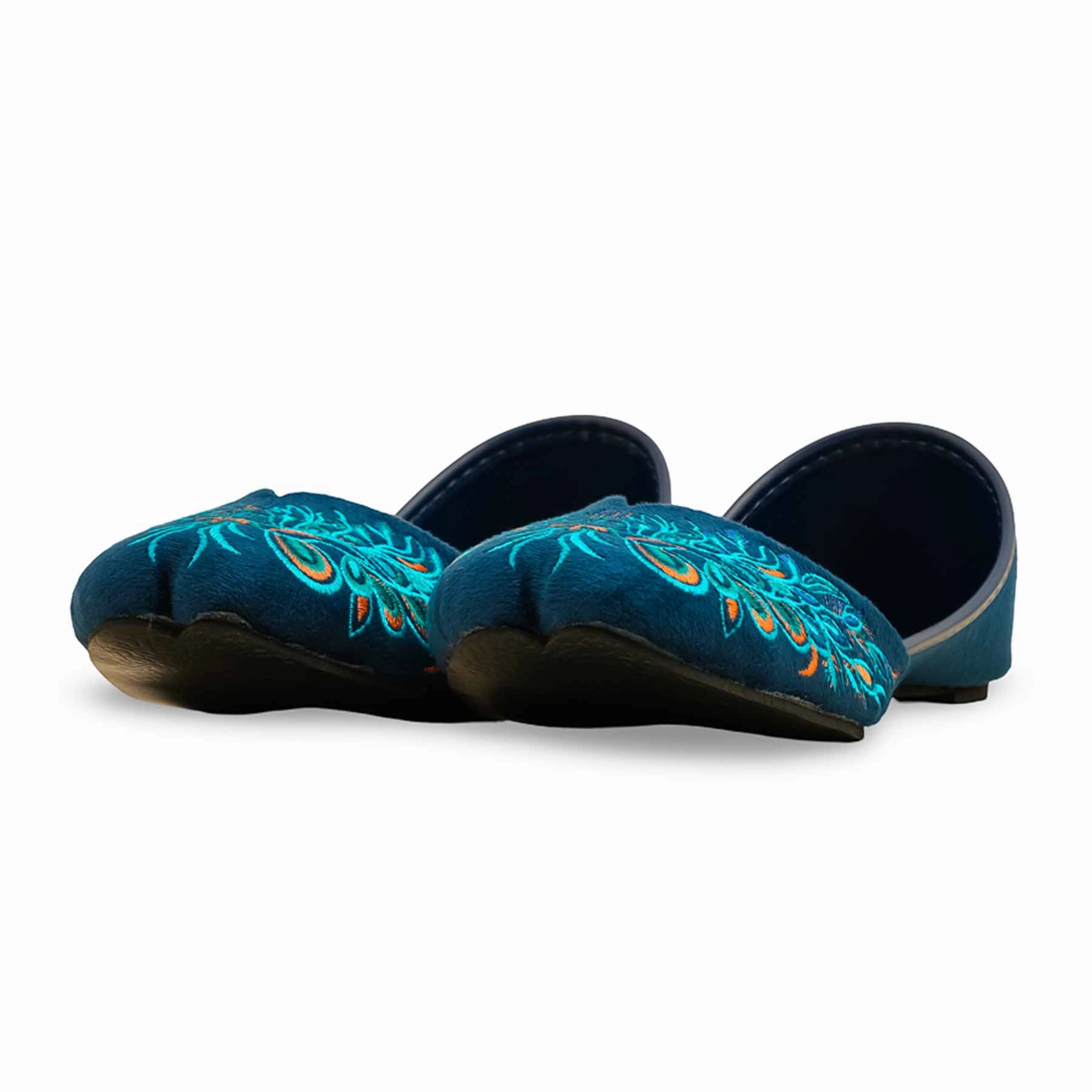 Trending Flat Shoes Blue Formal Khusa EC8569