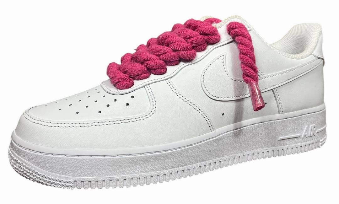 Nike Air Force 1 White Double Rope Laces White/Deep Pink Asic Shoes Near Me