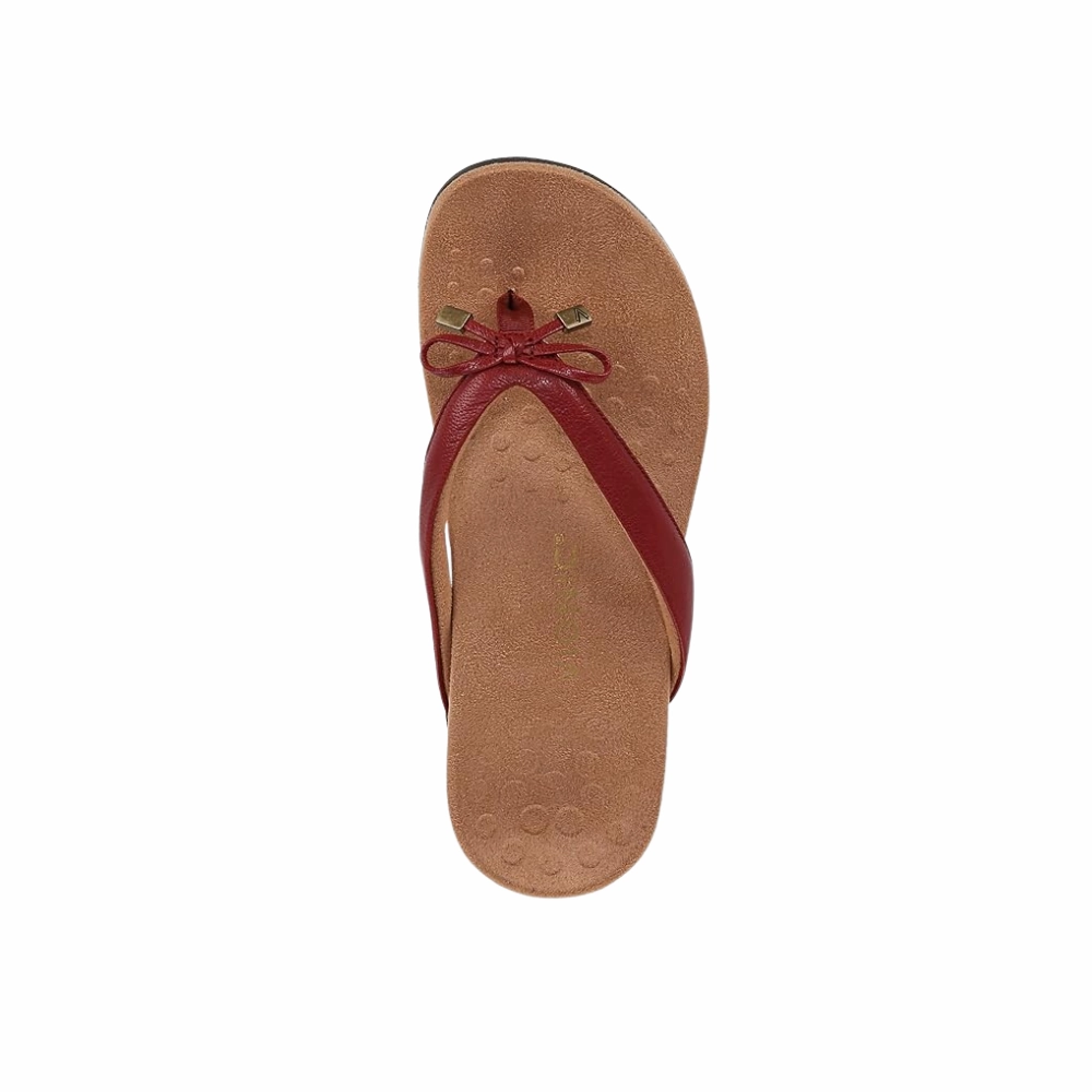 Lifeguard Flip Flops Vionic Women's Bella Leather Thong Sandals Flip-Flop Syrah I0929L1601